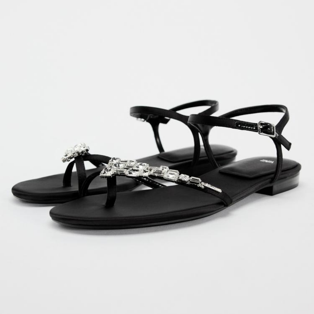 Zara Embellished Flat Sandals